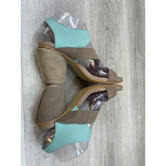 EMU Australia Ever Women's Brown Suede Turquoise Heel Sanal 8 Ankle Strap Shoes - Picture 5 of 10